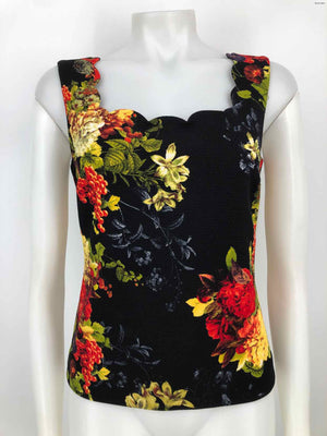 JOSEPH RIBKOFF Black Yellow & Red Floral Print 2 Pc Size 8  (M) Top Set