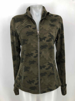 LULULEMON Olive Green Camouflage Zip Hoodie Size MEDIUM (M) Activewear Jacket