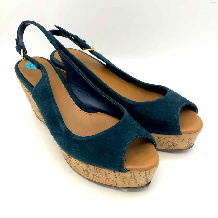 TORY BURCH Blue Suede Platform Wedge Shoe Size 7-1/2 Shoes