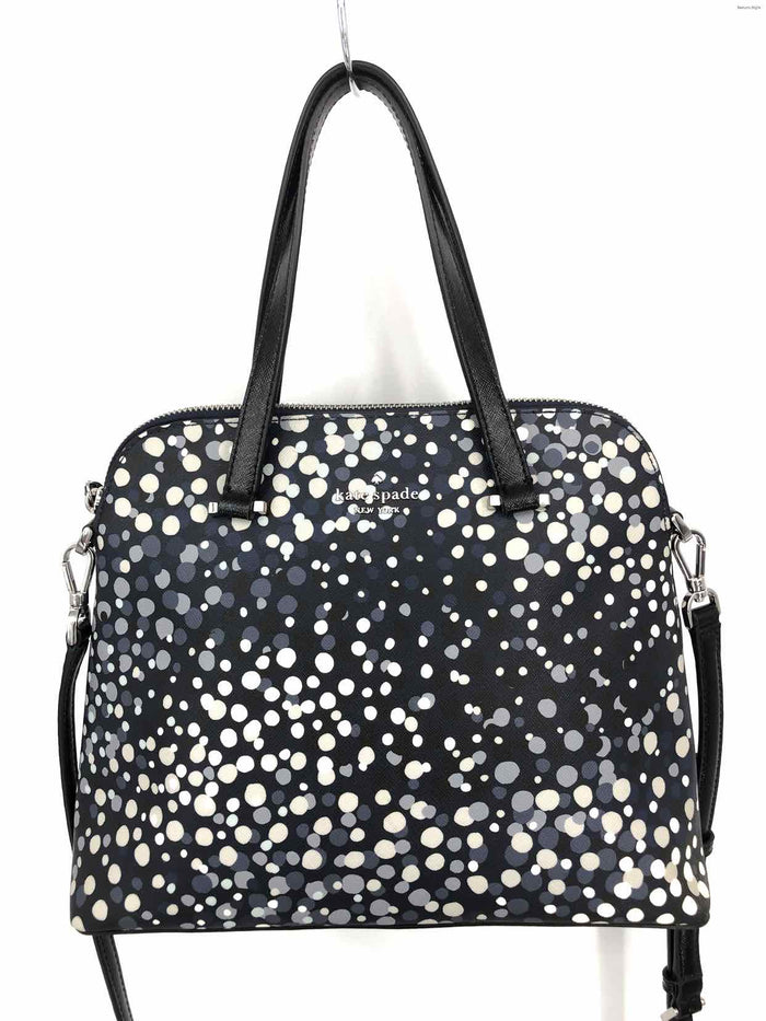 KATE SPADE Black Navy Multi-Color Pre Loved Dot Pattern Satchel Purse