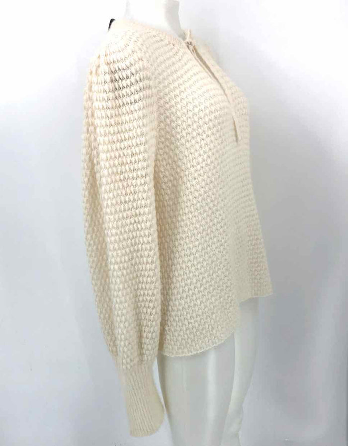 ULLA JOHNSON Beige Alpaca Blend Textured Puff Sleeves Size X-LARGE Sweater