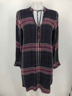 CLOTH & STONE Dk Gray Pink Multi Plaid Longsleeve Size SMALL (S) Dress