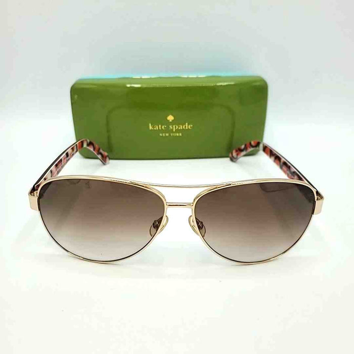 KATE SPADE Brown Gold Pre Loved Tortoise Aviator Sunglasses w/case