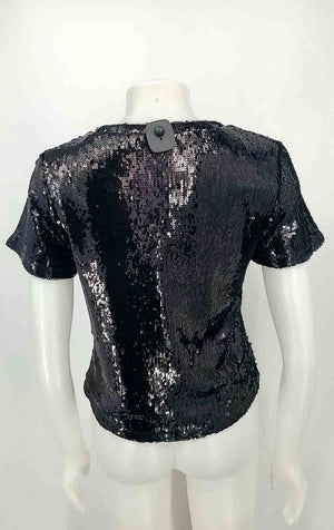 SANCTUARY Black Sequined Short Sleeves Size X-SMALL Top