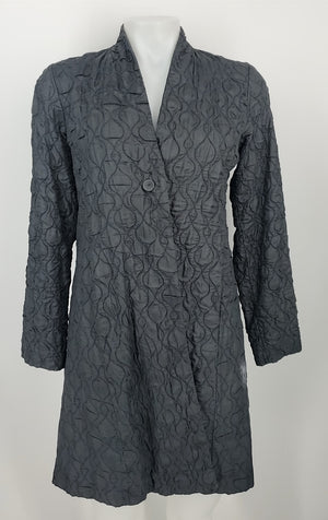 EILEEN FISHER Blue Gray Embroidered Longsleeve Women Size SMALL (S) Jacket