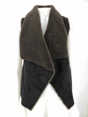 VELVET by GRAHAM & SPENCER Brown Faux Shearling Vest Women Size X-SMALL Jacket