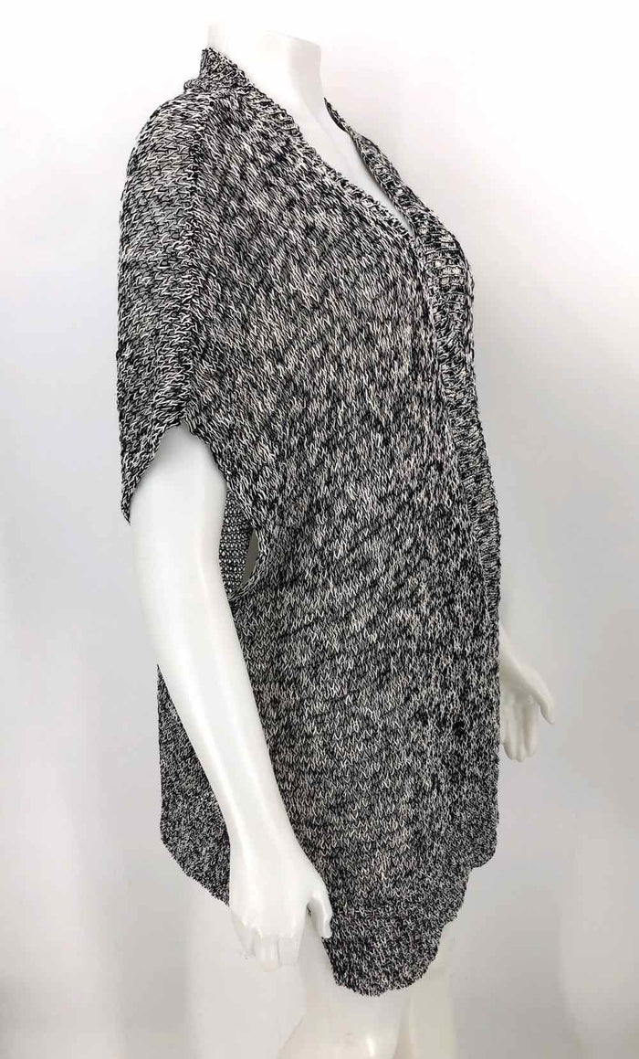 EILEEN FISHER Black White Crochet Wrap Size X-LARGE Sweater