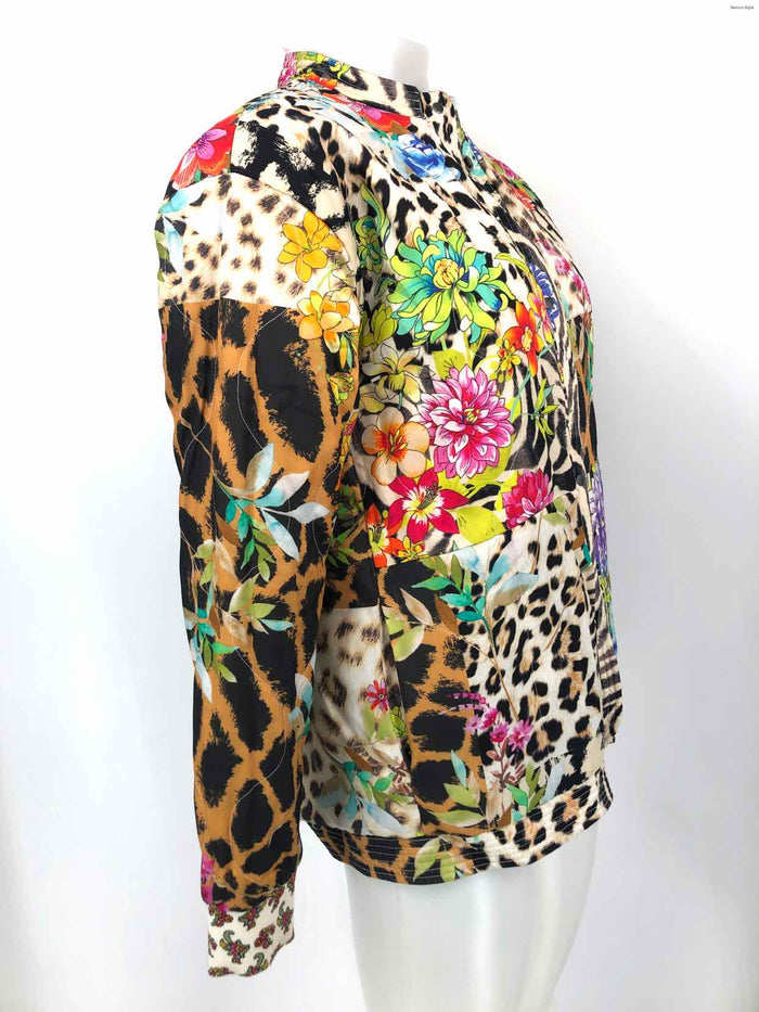 JOHNNY WAS Yellow Green Multi Print Bomber Women Size X-SMALL Jacket