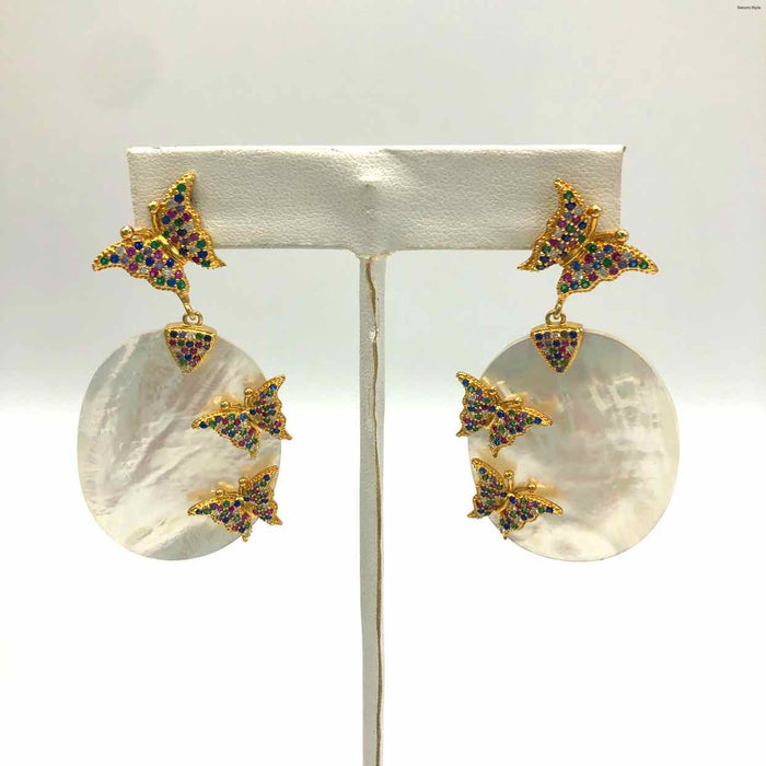 CHAN LUU White Multi-Color Shell Sterling Silver Butterfly ss Earrings