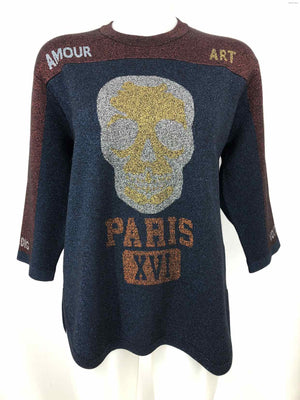 ZADIG & VOLTAIRE Navy Bronze Skull Pullover Size LARGE  (L) Sweater