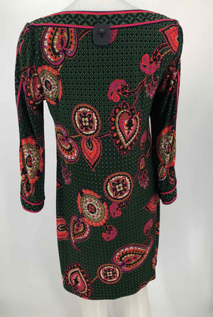 TRINA TURK Green Multi Paisley 3/4 Sleeve Size LARGE  (L) Dress