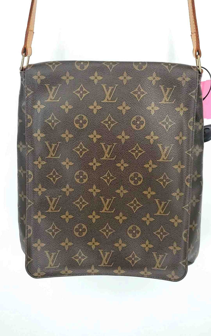 LOUIS VUITTON Brown Tan Coated Canvas Leather Pre Loved Monogram Crossbody Purse