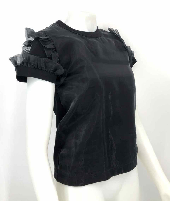 NOIR KEI NINOMIYA Black Ruffle Short Sleeves Size SMALL (S) Top