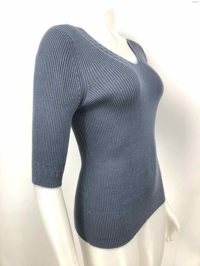 PERUVIAN CONNECTION Blue Gray Knit 3/4 Sleeve Size MEDIUM (M) Top