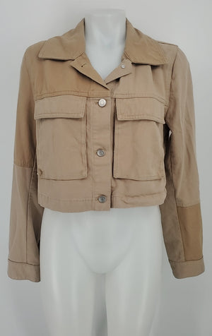 AVEC LES FILLES Tan Crop Longsleeve Women Size MEDIUM (M) Jacket