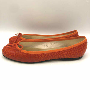 LONDON SOLE Orange Reptile Print Flats Shoe Size 37.5 US: 7 Shoes