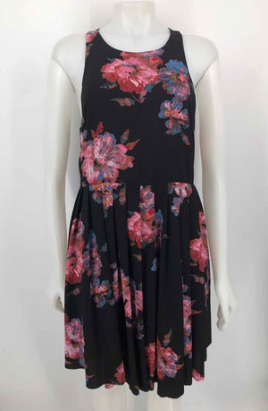 FREE PEOPLE Black Pink Multi Floral Sleeveless Size 12  (L) Dress