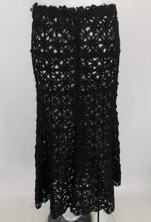 DONNA KARAN Black 98% Silk Open Weave Maxi Length Size 6  (S) Skirt