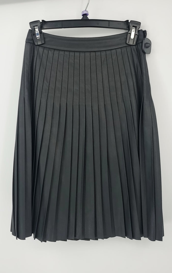 REBECCA TAYLOR Black Faux Leather Pleated Knee Length Size 0  (XS) Skirt