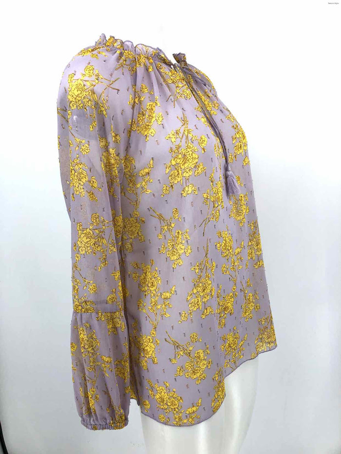 ILSE JACOBSEN Lavender Yellow Multi Print Longsleeve Size 6  (S) Top