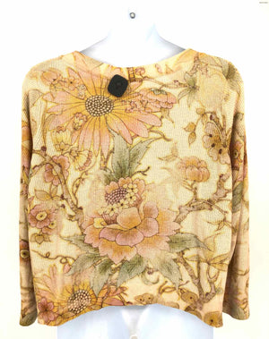 ANTHROPOLOGIE Yellow Orange Multi Knit Floral Print Longsleeve Sweater