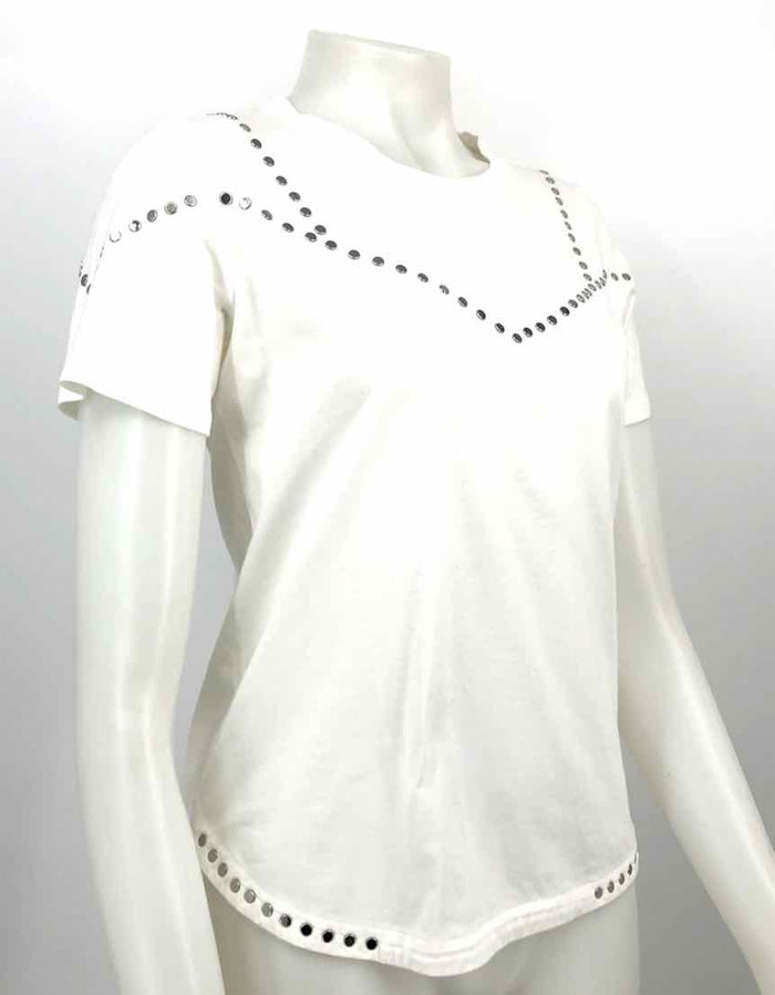 MAJE White Silver Studded Short Sleeves Size SMALL (S) Top