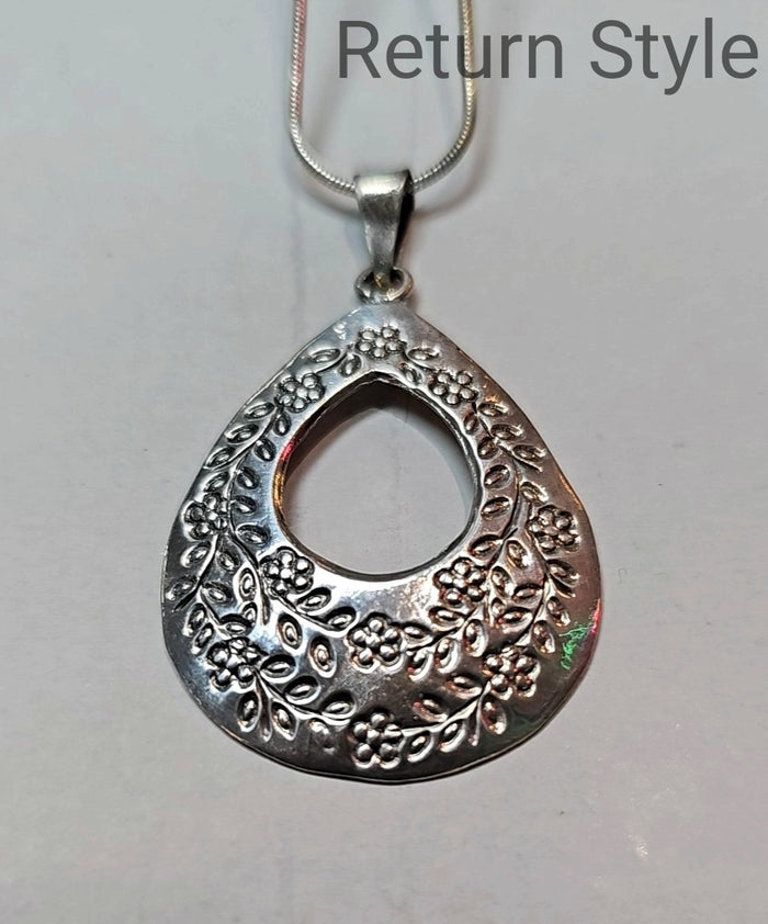 Sterling Silver Stamped Teardrop 16" SS Pend on Chain