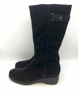 LA CANADIANNE Black Suede Leather Knee High Shoe Size 8 Boots