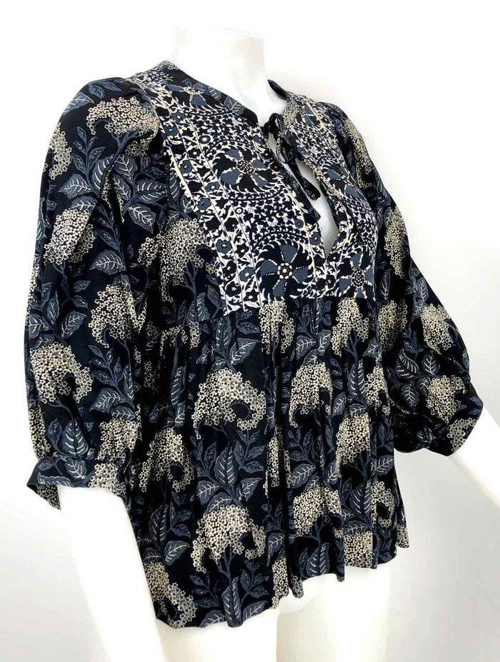 BA&SH Navy Beige Floral Size 4  (S) Top