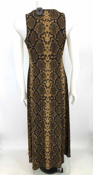 JOSEPH RIBKOFF Black Olive Reptile Print Maxi Length Size 10  (M) Dress