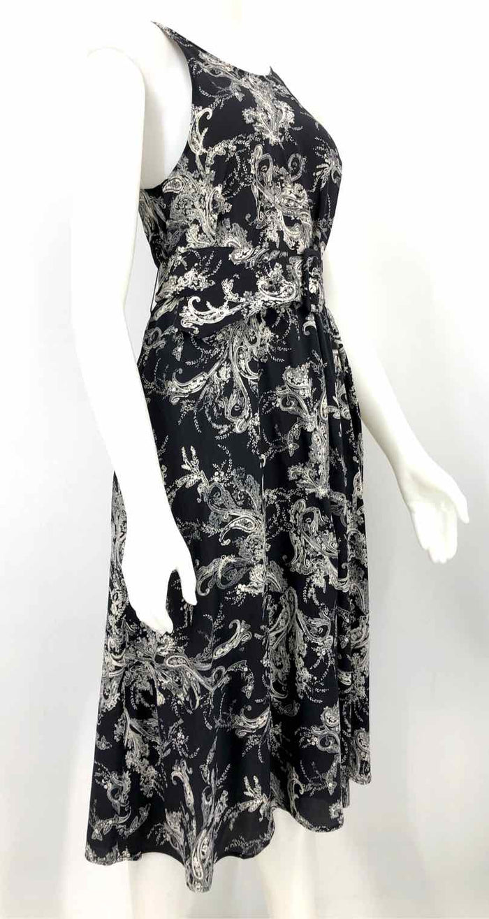 L'AGENCE Black Cream Silk Floral Sleeveless Size SMALL (S) Dress