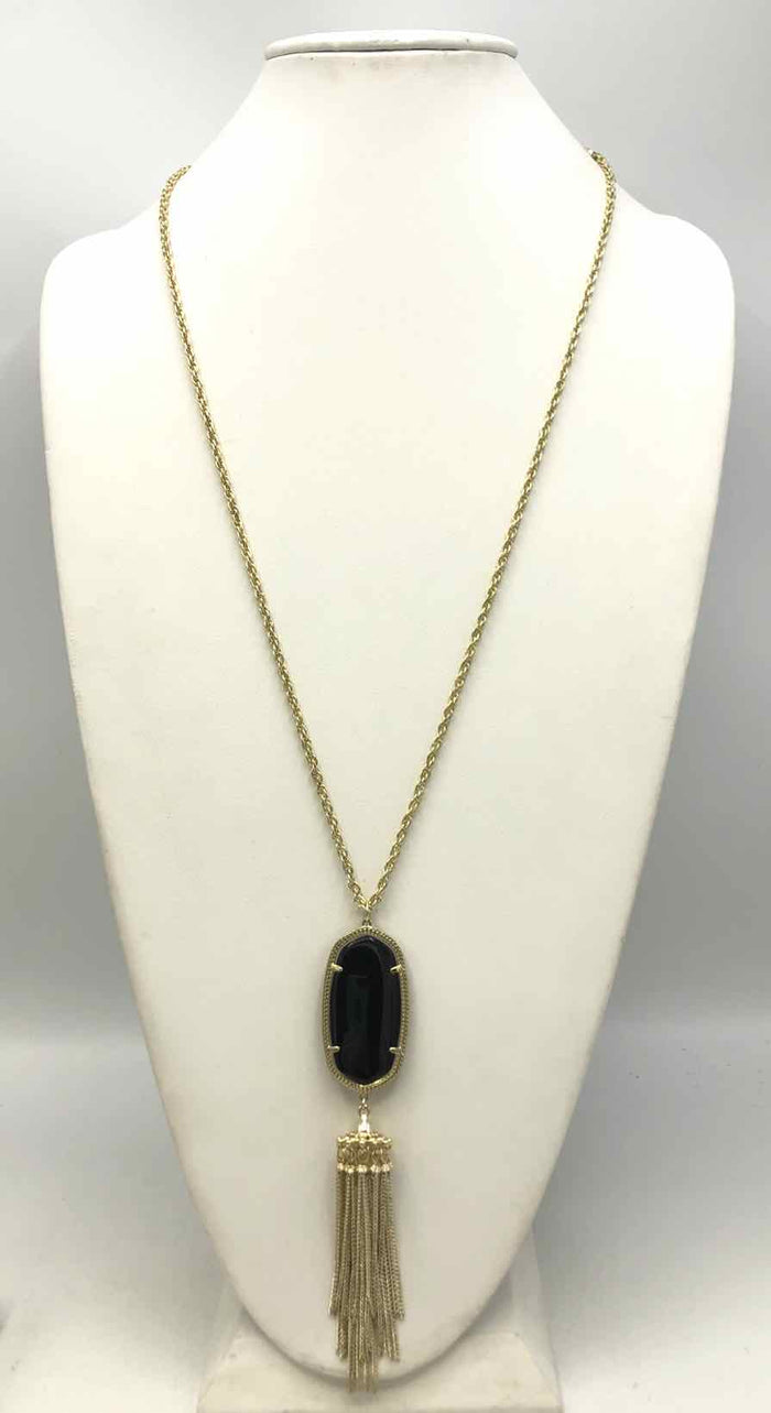 KENDRA SCOTT Goldtone Black Pre Loved Tassell Necklace