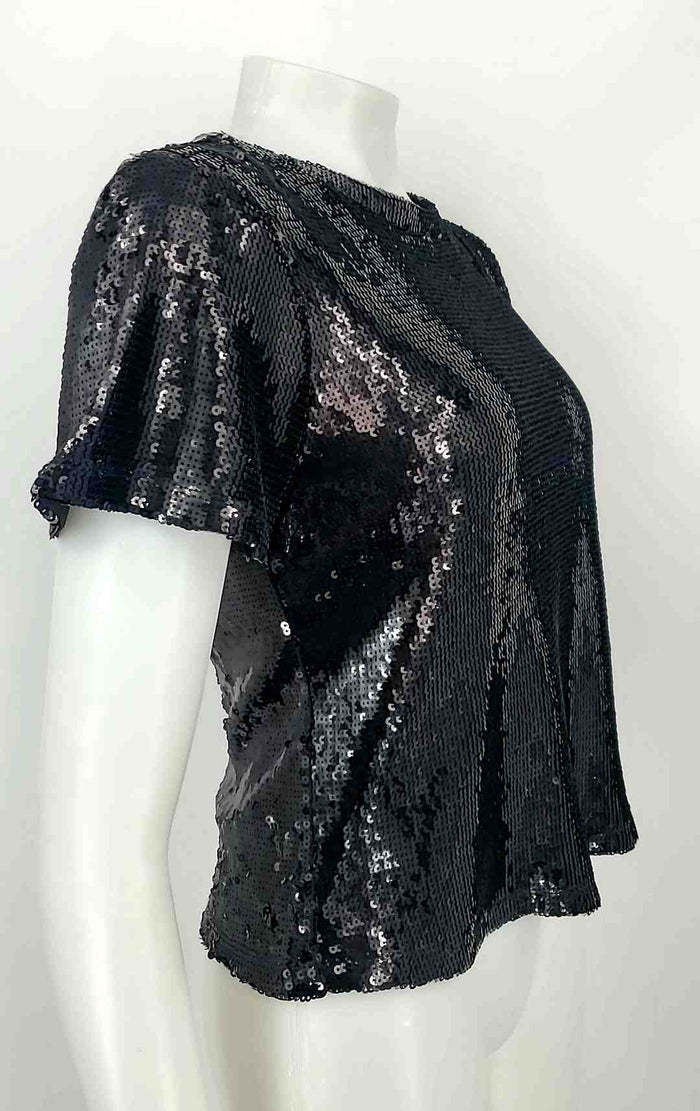 SANCTUARY Black Sequined Short Sleeves Size X-SMALL Top