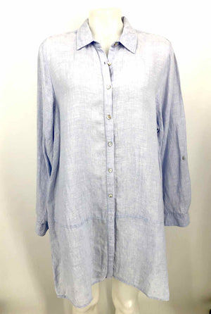 TAHARI Light Blue Linen Tunic Size 1X  (XL) Top