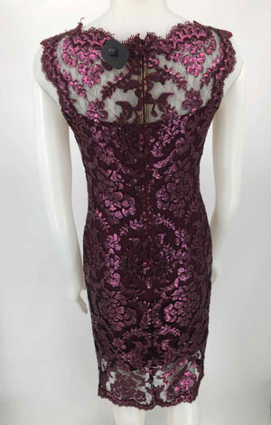 TADASHI SHOJI Burgundy Sequined Sleeveless Size 2  (XS) Dress