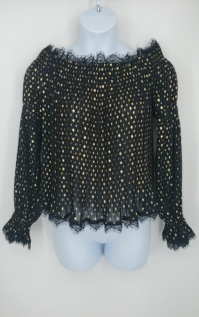 THE KOOPLES Black Gold Dot Off Shoulder Size LARGE  (L) Top