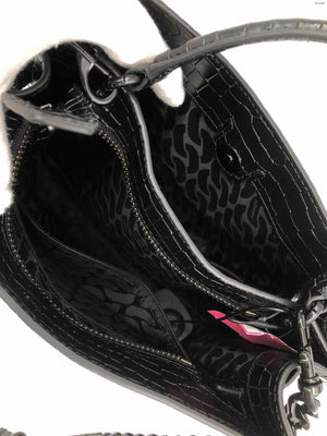 REBECCA MINKOFF Black Embossed leather Pre Loved Satchel Purse