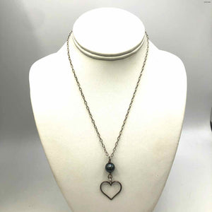 Gray Iridescent Sterling Silver "Pearl" Heart 16" ss Necklace