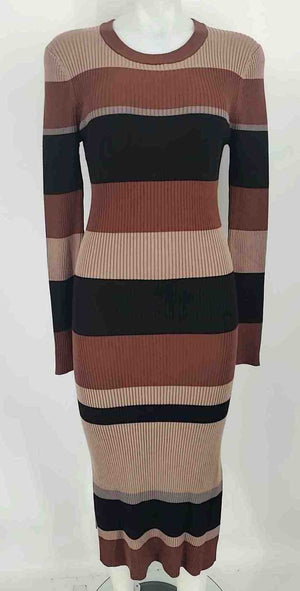 EVEREVE Brown Black Multi Knit Stripe Longsleeve Size SMALL (S) Dress