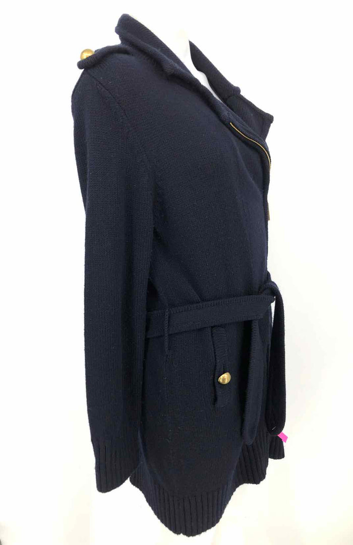 TORY BURCH Navy Gold Merino Wool Zip Up Longsleeve Women Size MEDIUM (M) Jacket