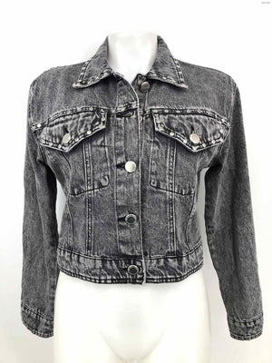 REBECCA MINKOFF Gray Silver Denim Studded Crop Women Size SMALL (S) Jacket