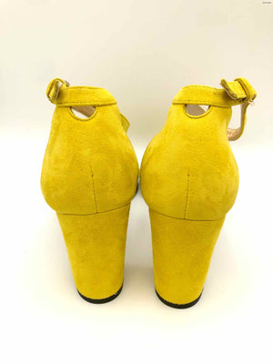 STUART WEITZMAN Yellow Leather Ankle Strap 3" Chunky Heel Shoe Size 6 Shoes