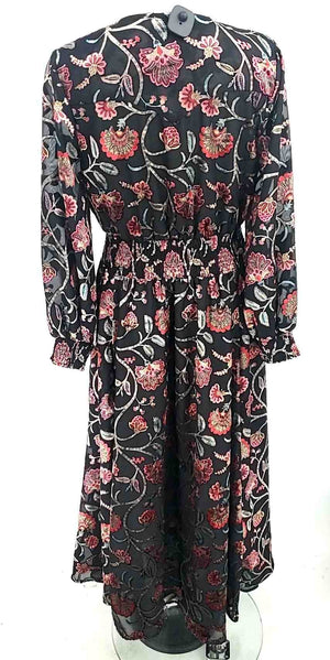 TALISMAN Black Red Multi Velour Burnout Floral Maxi Length Size SMALL (S) Dress