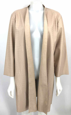 MARC NY Beige Faux Leather Embossed Longsleeve Women Size MEDIUM (M) Jacket