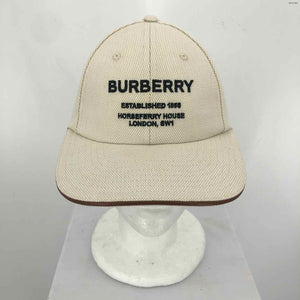 BURBERRY Beige Black Word Print Cap SMALL (S) Hat