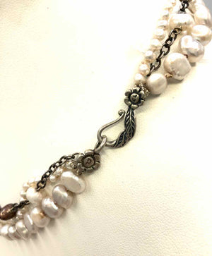 CHAN LUU White Multi-Color Sterling Silver Pearl Heart SS Pearl Neck