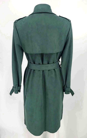 ETT TWA Green w/belt Trench Coat Women Size SMALL (S) Jacket