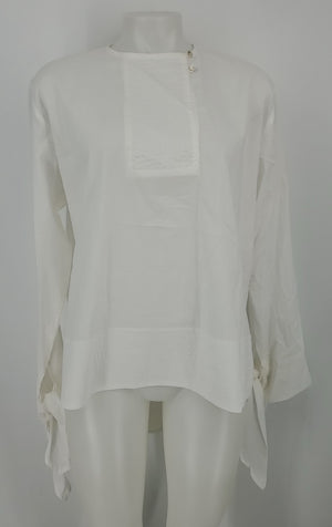 WORN White Cotton Sheer High-Low Size M/L   (L) Top