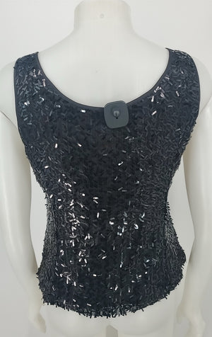 TAHARI Black Sequined Tank Size 6  (S) Top