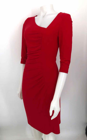 JOSEPH RIBKOFF Red Ruched Size 4  (S) Dress